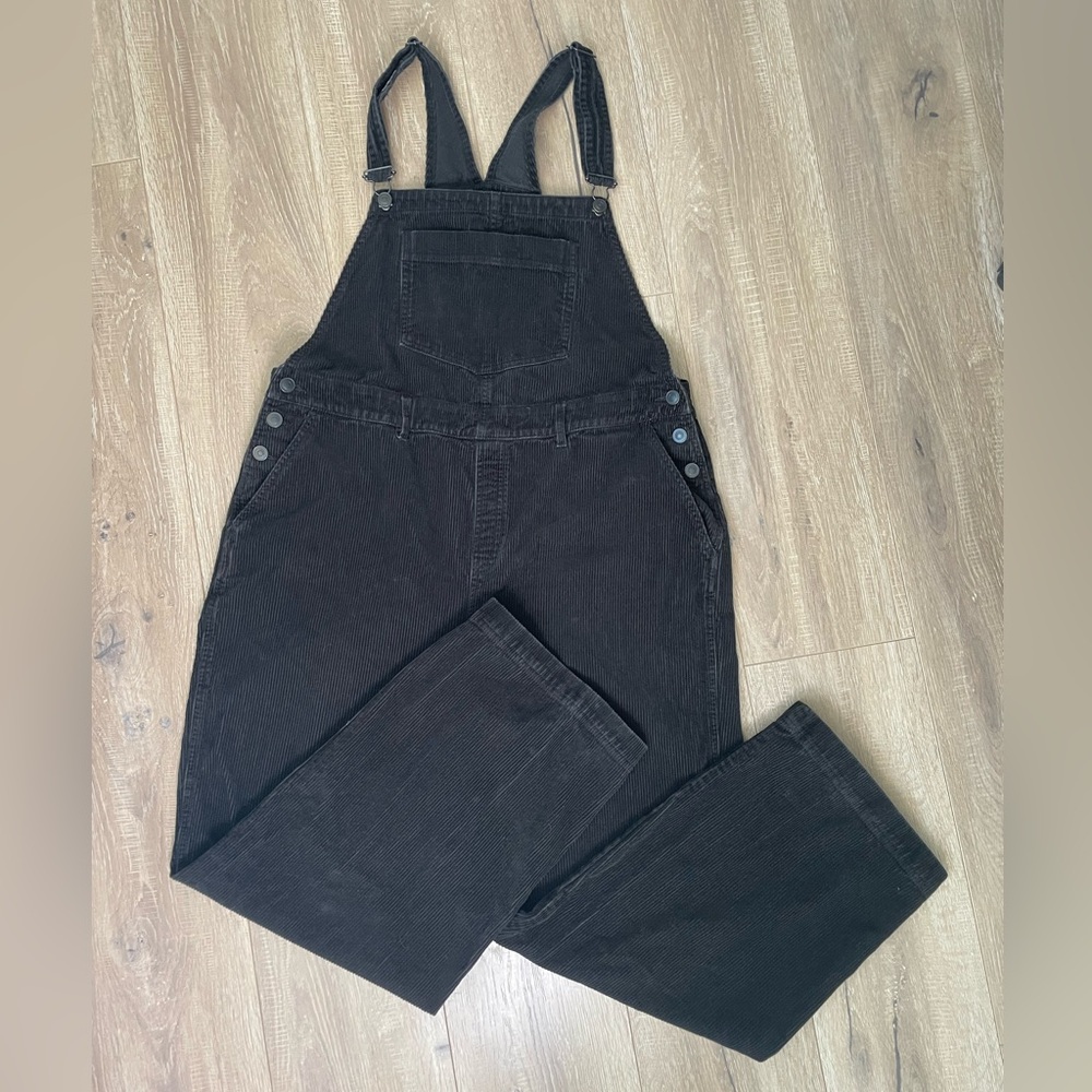 Women's Black Organic Cotton Corduroy Overalls